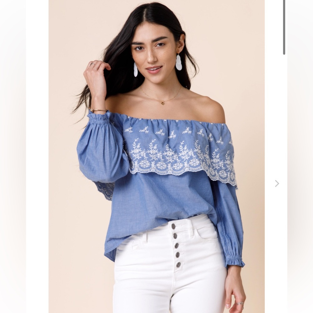 Francesca’s Isabel Floral Embroidered Blouse